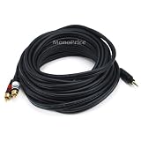 PREMIUM 25FT 3.5mm Stereo Male to 2RCA Male 22AWG Cable - Gold Plated