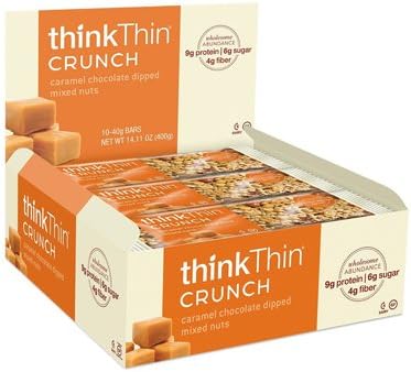 Think Products thinkThin Crunch Bar - Crunch Caramel Chocolate Dipped Mixed Nuts