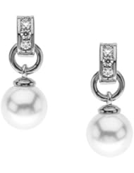 Pair of 14K White Gold White Akoya Cultured Pearl and Diamond Earrings -- LIFETIME WARRANTY