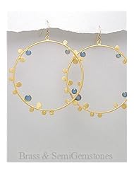 Blue Chalcedony Earrings In Brass