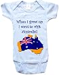 WHEN I GROW UP I WANT TO VISIT AUSTRALIA - BigBoyMusic Baby Designs - White, Blue or Pink Onesie / Baby T-shirt