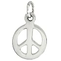 Sterling Silver Tiny Peace Sign Pendant, w/ 18" Thin Box Chain, 1/2" (13mm) tall