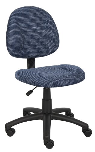 Boss Fabric Deluxe Posture Armless Task Chair, Blue