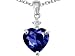 1.80 cts 14K White Gold Plated 925 Sterling Silver Heart Shaped Created Sapphire Pendant