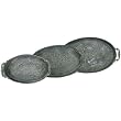 Set of 3 Aged Metal Embossed Oval Shaped Trays, Belgian Design