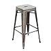 Adeco Gunmetal Silver 30 inch Metal Tolix Style Industrial Chic Chair Counter Stool Barstool, Set of Two