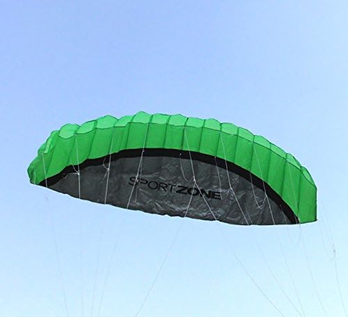 Highland Stunt Kite, Parafoil Kite, Sport Kite, Beach Kite, 99-inch, Green