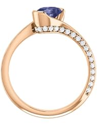 14K Rose Gold 7.00x5.00mm Oval Cut Iolite and Diamond Ring -- LIFETIME WARRANTY