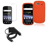 SAMSUNG NEXUS S I9020 ORANGE SILICONE CASE, RAPID CAR CHARGER, LCD SCREEN P ....