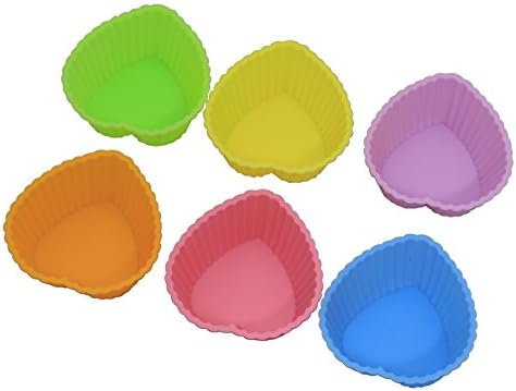 Hophia Silicone Small Mini Heart-Shaped Chocolate Holders, Truffle Cups - 6 Colors