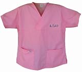 LSU Tigers Pink Scrubs Tops SHIRT -Size LG LSU For HER -Officially Licensed NCAA College Logo Apparel Unique GIFT Ideas For Mom Nurses Ladies Students Graduation