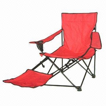 Folding Chair with Ottoman(Foot Rest) - RED