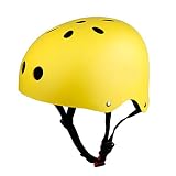 ヘルメット 子ども用 大人用 男女兼用 自転車ヘルメット 軽量 選べる 6色 自転車　スケートボード　キックボード ローラー スケート　ウォーター スポーツ用 (イエロー, S)