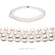 Triple Strand 16-18 Inch 7-8mm White Freshwater Cultured Pearl Necklace