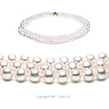 Triple Strand 16-18 Inch 7-8mm White Freshwater Cultured Pearl Necklace