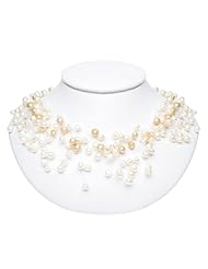 Willow Pearls Golden and White Freshwater Pearl Waterfall Necklace