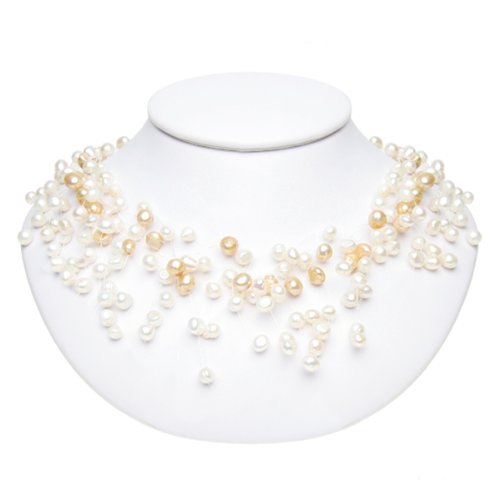 Willow Pearls Golden and Waterfall Necklace