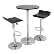 3pc Pub Table Set, 24" Round Black table with Chrome and 2 Airlift Stools by Winsome Furniture