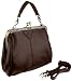 DANYA Brown Vintage Clasp Frame Closure Top Handle Purse Satchel Handbag w/Detachable Shoulder Chain