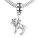 Silver Three Dimensional Small Moose Dangle Bead Charm