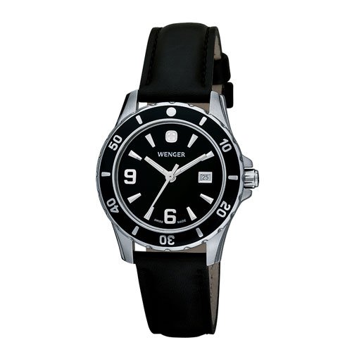 Wenger Women's 70365 Sport Black Dial Black Leather Watch