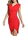 ANGVNS Women V Neck Sleeveless Cocktail Party Pleated Dress (M, Red)
