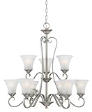 Quoizel DH5009AN Duchess 9-Light Chandelier with Grey Marble Glass, Antique Nickel