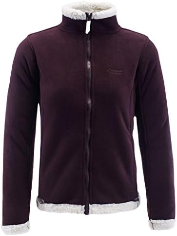 HuaTu Women's Full-Zip Jacket Sportwear Fleece Coat CW004 Coffee White Large