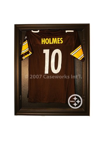 Pittsburgh Steelers Football Jersey Display Case Cabinet Style with Black Finish Frame