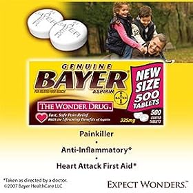 Bayer Genuine Aspirin Pain Reliever/Fever Reducer 325 mg - 500 Tablets