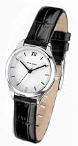 Pierre Cardin Ladies Black Leather Strap White Dial Watch