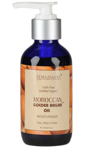 ELMA&SANA® Golden Argan Oil 100% Pure Cold Pressed Virgin Organic Certified By Ecocert -4oz(120ml)