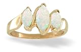 14K Yellow Gold Genuine Marquise Opal Ring