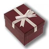 Classic Burgundy Pendant Earrings Gift Box w/ White Bow