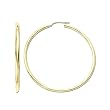 Duragold 14k Yellow Gold Round Hoop Earrings, (1.38" Diameter)