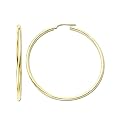 Duragold 14k Yellow Gold Round Hoop Earrings, (1.38