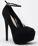 Breckelle Judy-21 Peep Toe Ankle Strap Platform Pump BLACK