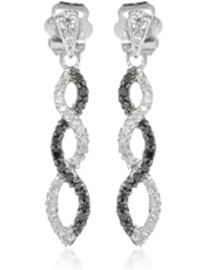 10k White Gold Black and White Diamond Infinity Earrings (1/4 cttw)