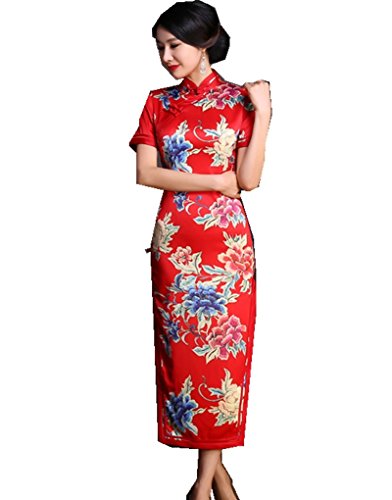 (上海物語)Shanghai Story シルク 花柄 ロング チャイナドレス 中国ドレス 民族衣装 女性 中華着物