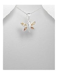 Dragonfly CZ Pendant Necklace In Sterling Silver