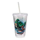 Vandor Marvel Heroes 18-Ounce Acrylic Travel Cup with Lid and Straw, Multicolored