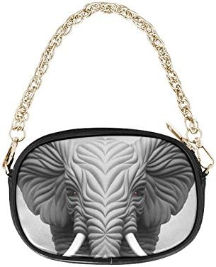 HomeWishes Elephant PU Leather Fashion Chain Purse,Black