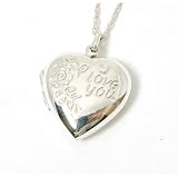 I love you Herz-Medaillon aus Sterlingsilber an einer 45cm Kette