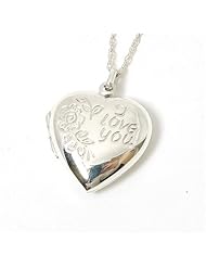 The Olivia Collection Sterling Silver I Love You Heart Locket on 18 Inch Chain