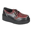 CREEPER 2 Inch Platform Shoes With Zipper Trim Pinstripe Plaid