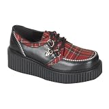 CREEPER 2 Inch Platform Shoes With Zipper Trim Pinstripe Plaid