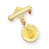 14k Reversible Queen of the Holy Scapular/Sacred Heart Medal Pin