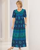 Women's Long Print Lounger, Plus, Plus