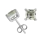 Sterling Silver 6mm Square-Cut Green Amethyst Earrings