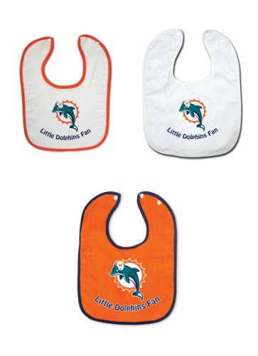 Miami Dolphins 3 Pack Snap Bib Set